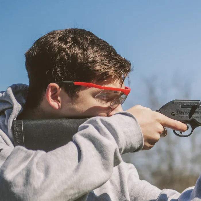 138913-000 Red Safety Shooting Glasses Lifestyle 2