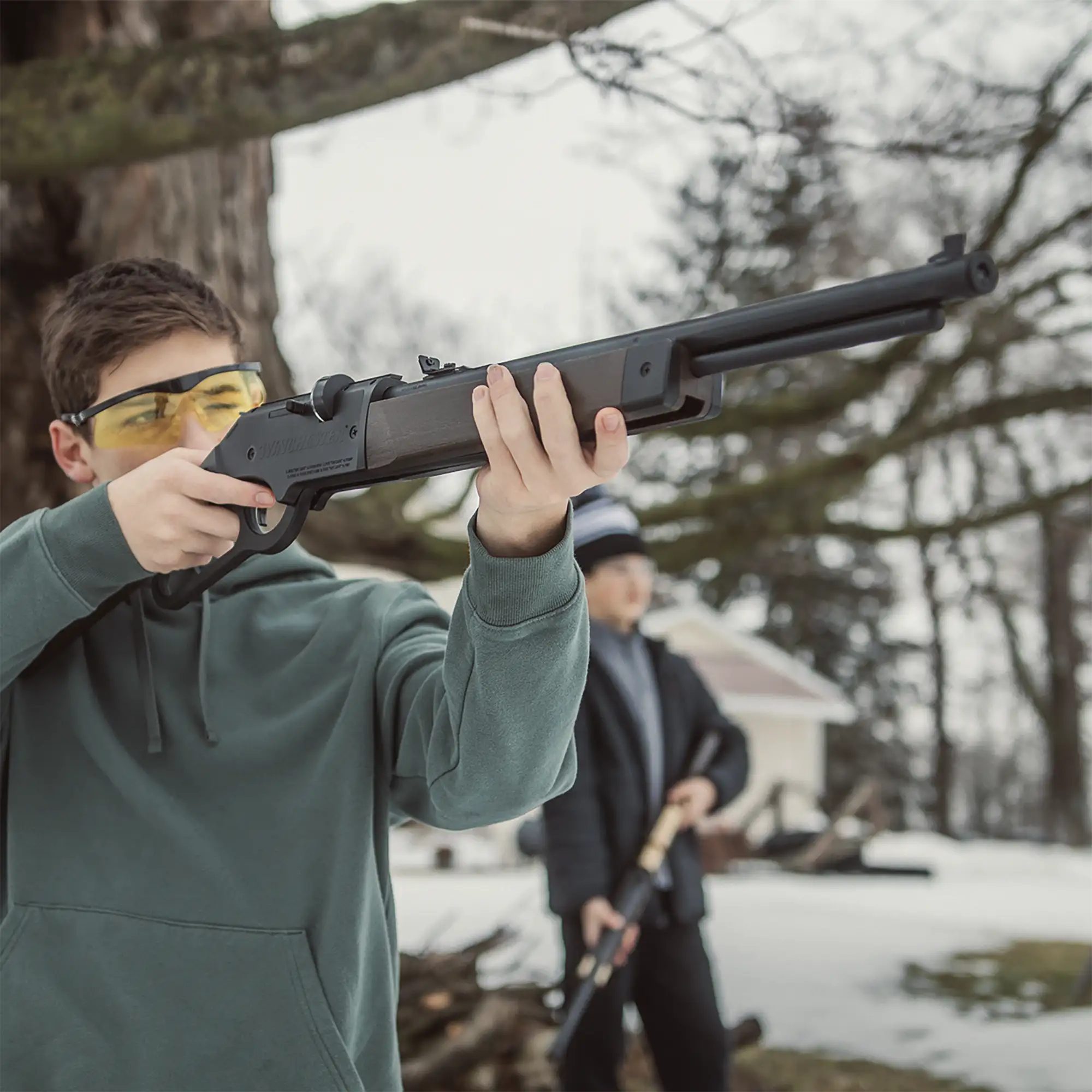 Winchester Model 1873 pellet rifle right shooting view